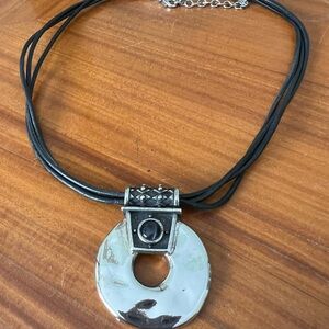 Chico’s Silver and Black Pendant Necklace